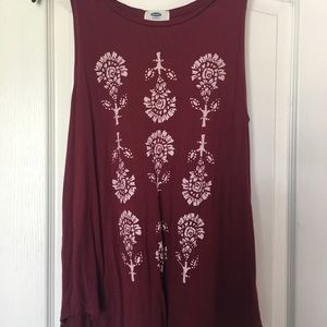 Maroon with design tank top